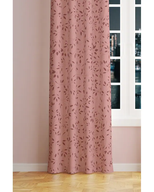 Bordo Tree Branches Patterned Suede Living Room Decorative Curtain Pencil Pleat Stick - Single Panel - PRD-1066-TK - 2