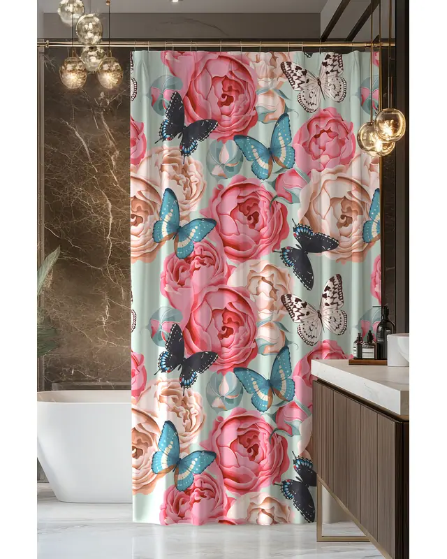 Banyo Perdesi, Classic Pattern 3 Desenli Duş Perdesi, Küvet Perdesi, Halka Hediyeli 175x200cm BP-102
