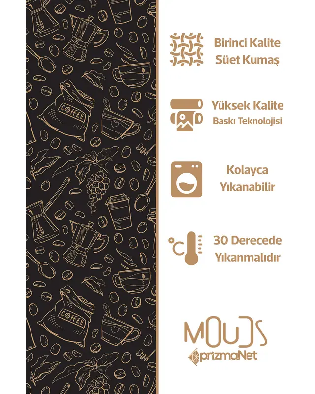 Suede Textured Fabric Coffee Love Patterned Kitchen Apron, Chef Apron, Waiter Apron, Restaurant Apron - MTF-71 - 4