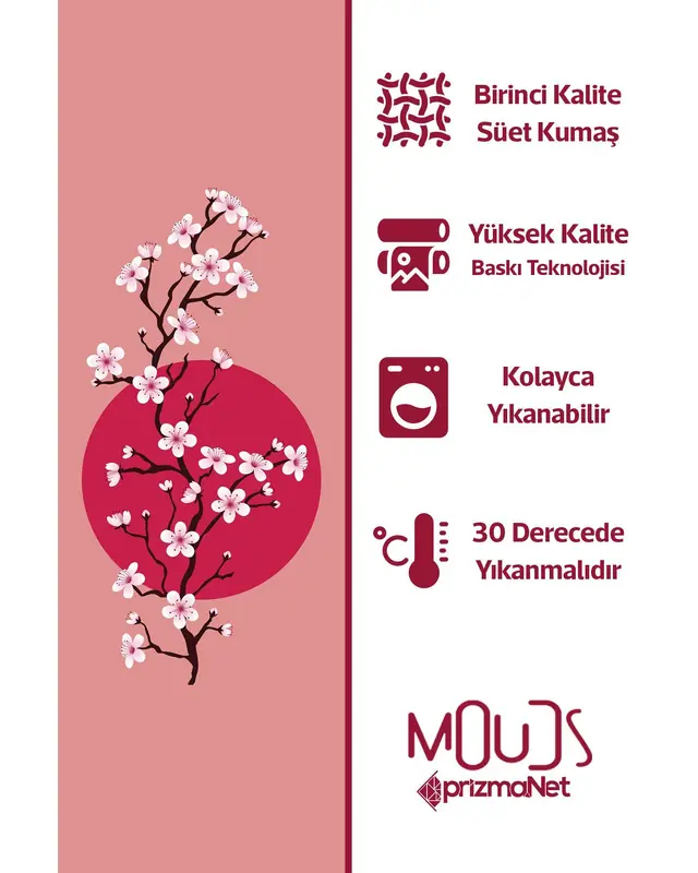 Süet Dokulu Kumaş Blossom Japan 1 Desenli Mutfak Önlüğü, Aşçı Önlüğü, Garson Önlüğü, Restoran Önlük - 3