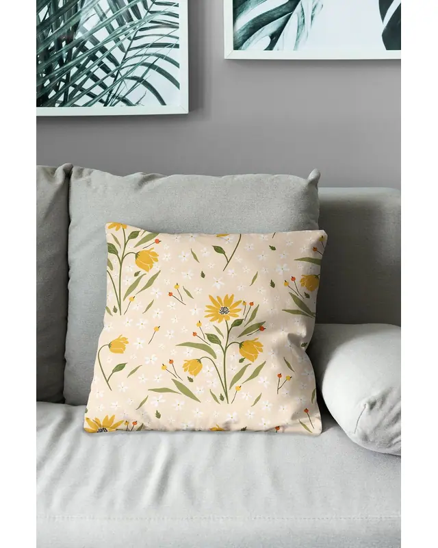 Camomile-1 Pattern Double-Sided Printed Suede Cushion Cover - 3