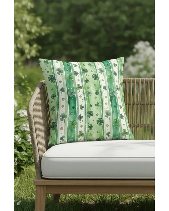 Şans Yoncası Pattern Cushion Cover Water-Resistant Wipe-Clean Digitally Printed Garden Decor
