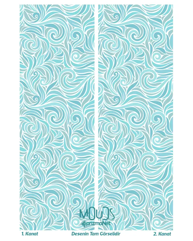 Turqua Patterned Suede Living Room Decorative Curtain Digital Printed Pencil Pleat Body - Set of 2 Panels - PRD-1093 - 3
