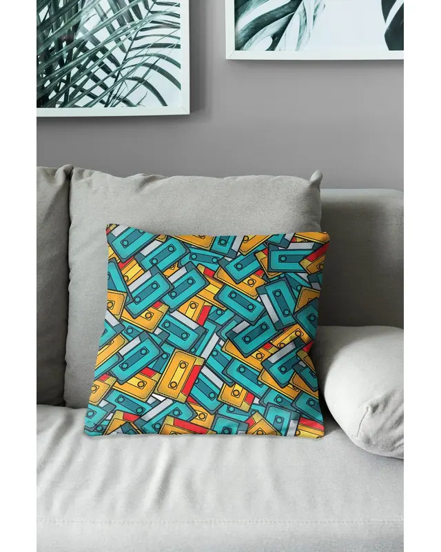 90's-1 Pattern Double-Sided Printed Suede Cushion Cover - 3
