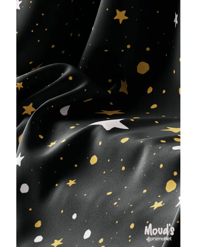 Black Star Pattern Printed Suede Table Runner - 5