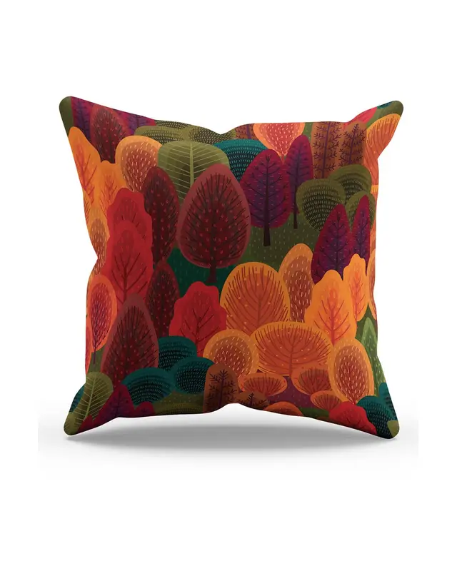 Sonbahar - 3 Pattern Double-Sided Printed Suede Cushion Cover