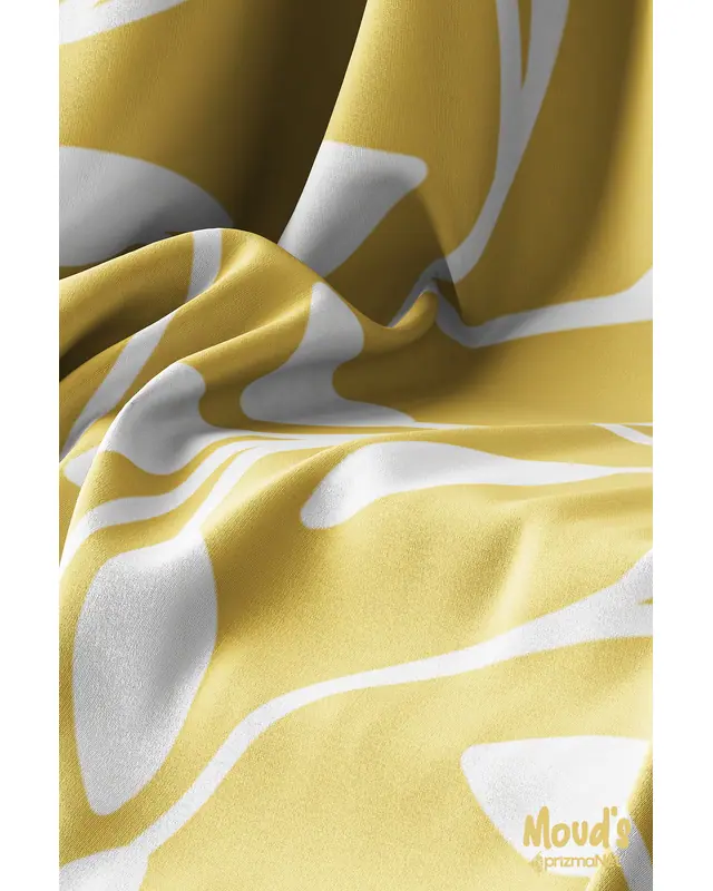 Yellow Flora Series Round Easy-Care Suede-Feel Tablecloth - MSY-03 - 4