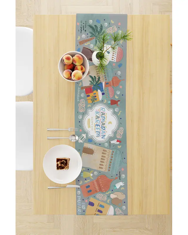Ramadan Pattern 40X140 Table Runner, Easy-Care Suede Textured Runner, Stain-Resistant Runner - 2