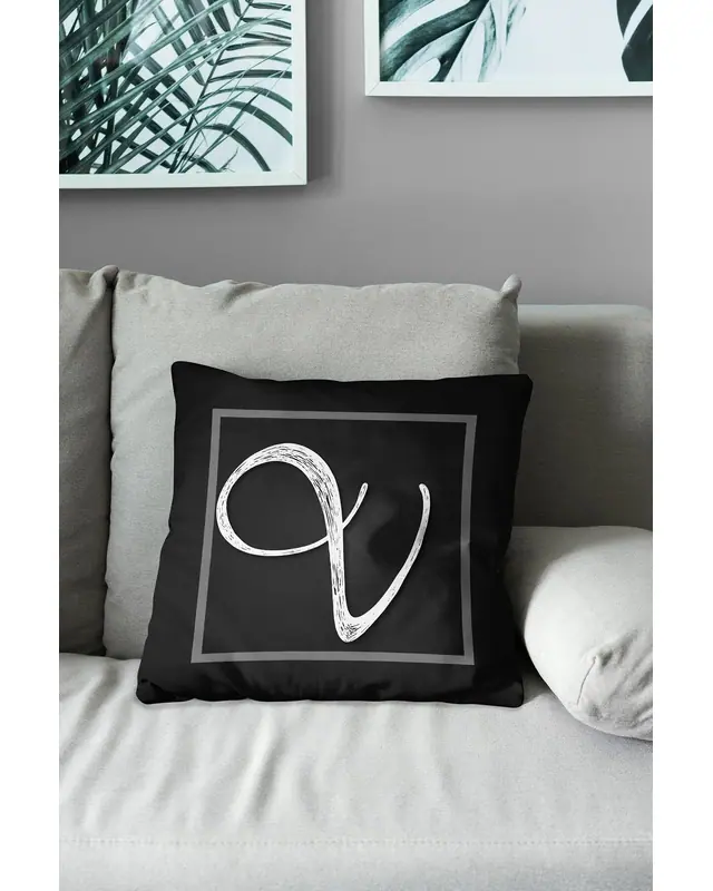 V Letter Pattern Double-Sided Printed Suede Cushion Cover - 3