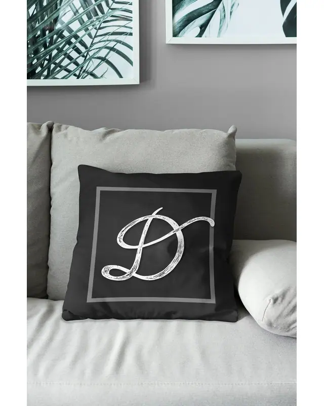 D Letter Pattern Double-Sided Printed Suede Cushion Cover - 3