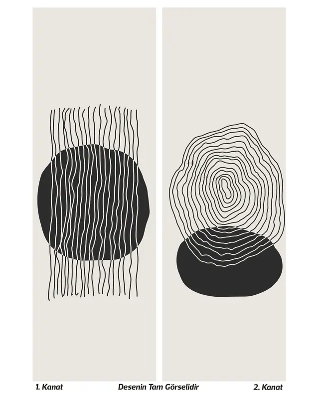 Real Art Patterned Suede Living Room Decorative Curtain Printed Pencil Pleat Body - Set of 2 Panels - PRD-1112 - 2