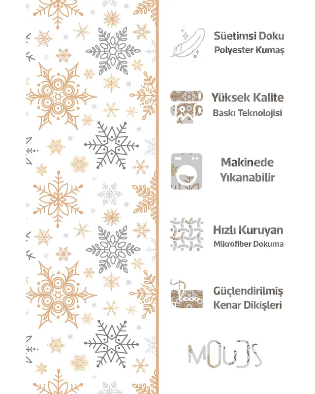 White Snow Grains Christmas Patterned Kitchen Apron, Chef Apron, Waiter Cover, Restaurant Apron - MTF-81 - 2