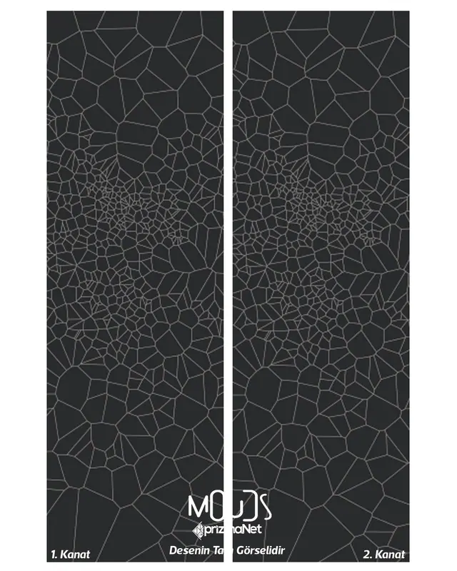 Grey Crystal Patterned Suede Living Room Decorative Curtain Printed Pencil Pleat Body - Set of 2 Panels - PRD-1079 - 3