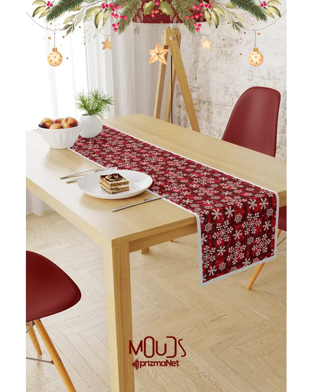 Pötikare Snowflakes Pattern Suede Table Runner - 2