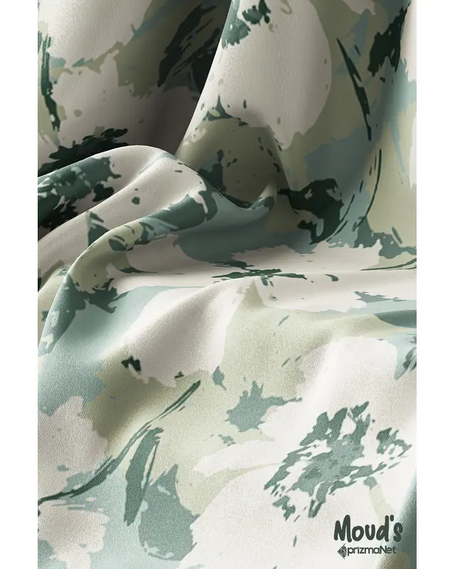 Green Floral Pattern Printed Suede Table Runner - 4