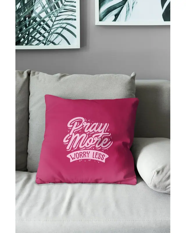 Pink Happy Words Pattern Double-Sided Printed Suede Cushion Cover - 3