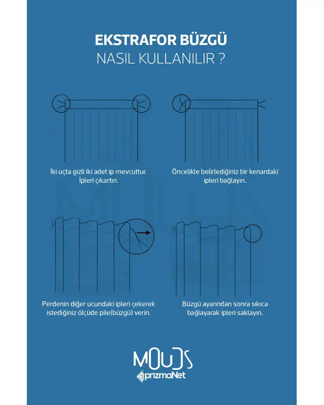 Mavi Ayıcık Desenli Fon Perde Çocuk ve Bebek Odası Süet Baskılı Ekstrafor Büzgü TEK KANAT - 5