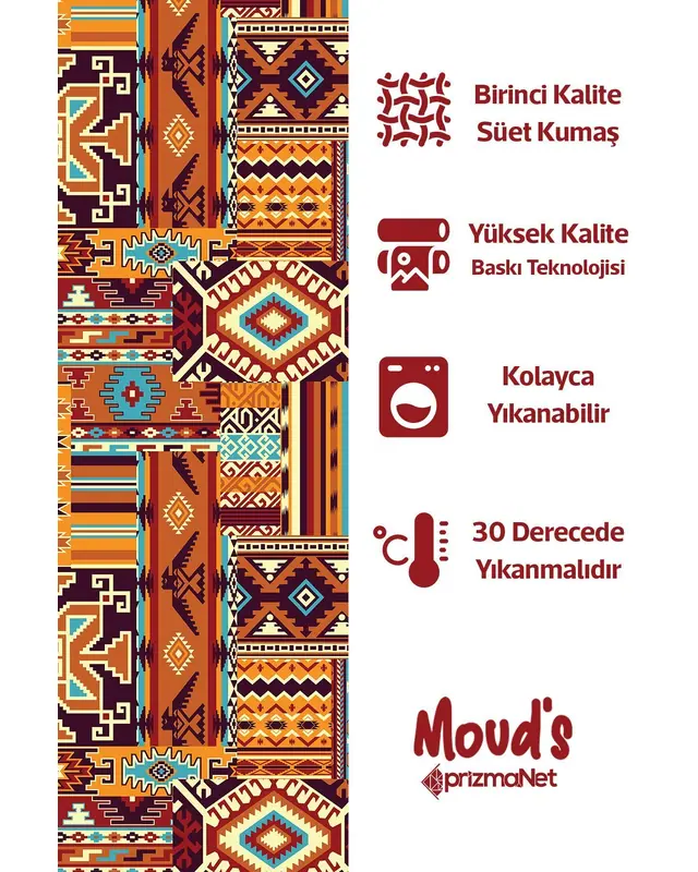Ethnic Kilim Rectangular Easy-Care Suede-Feel Tablecloth - MS-26 - 2