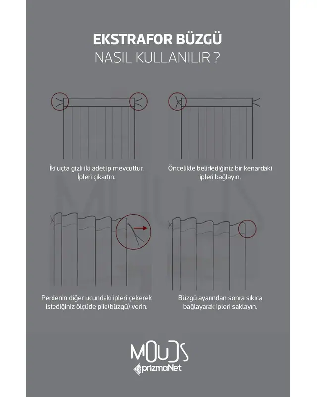 Anatolia 4 Patterned Suede Living Room Decorative Curtain Printed Pencil Pleat Body - Set of 2 Panels - PRD-1012 - 5