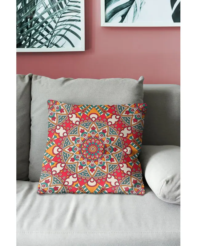 India Pattern-1 Pattern Double-Sided Printed Suede Cushion Cover - 3
