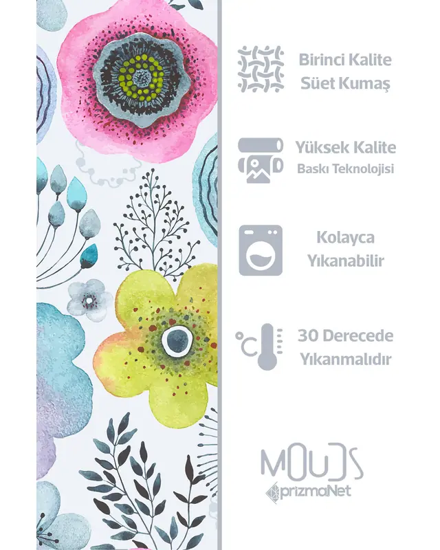 Su Çiçeği Pattern Double-Sided Printed Single Cushion Cover - 3