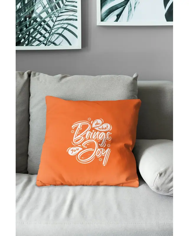 Orange Happy Words Pattern Double-Sided Printed Suede Cushion Cover - 3
