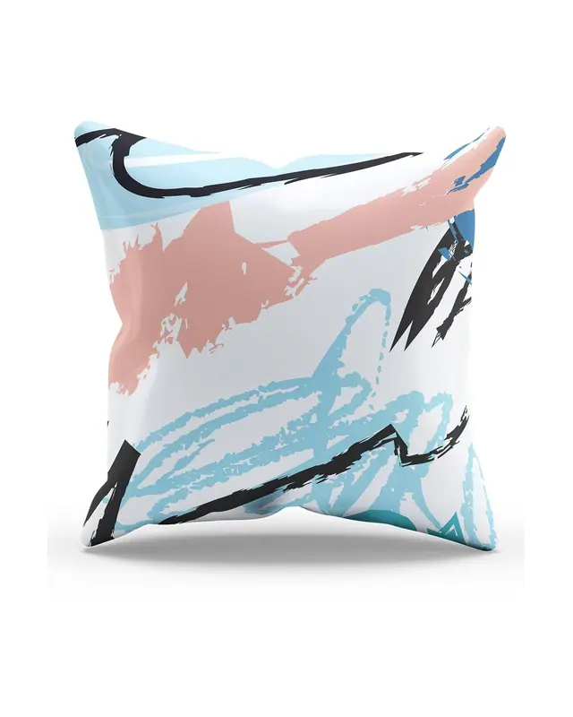 Double-Sided Printed Brush Art Pattern Set of 4 Coordinated Suede Cushion Cover - 8