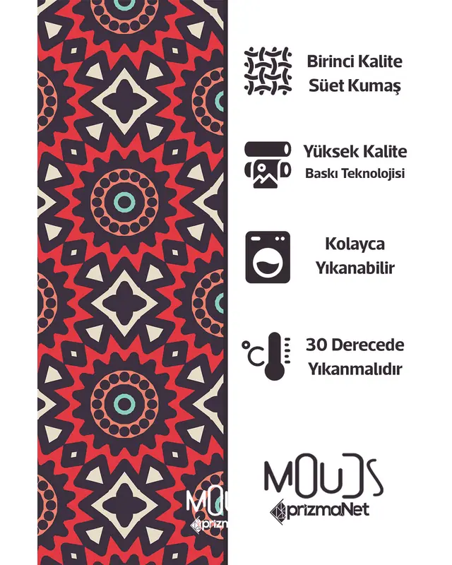 Mix 6 Desenli Süet Oturma Odası Salon Fon Perde Dijital Baskılı Ekstrafor Büzgü 2 Kanat PRD-1009 - 6