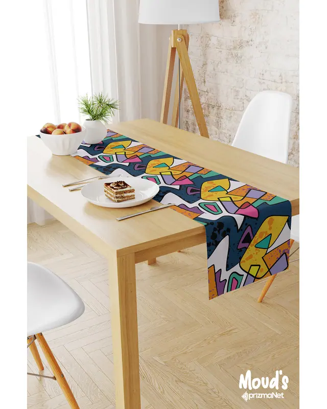 Artboard 2 Desenli Baskılı Süet Runner Masa Örtüsü