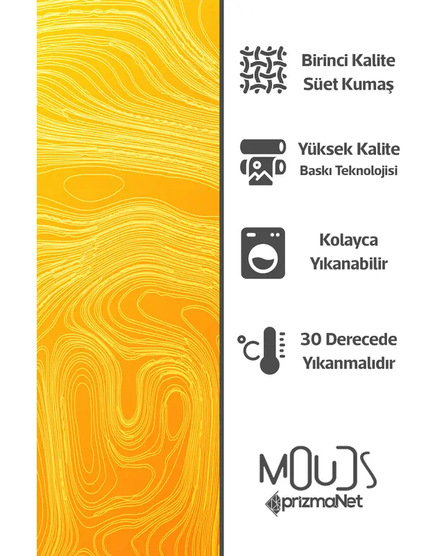 Yellow Wave Style Patterned Suede Living Room Decorative Curtain Printed Pencil Pleat - Single Panel - PRD-1059-TK - 5