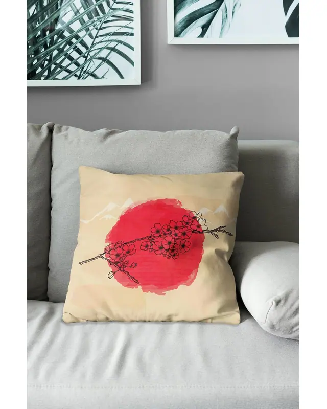Çift Tarafı Baskılı Blossom Japan Desenli 4'lü Kombin Süet Kırlent Kılıfı - 6