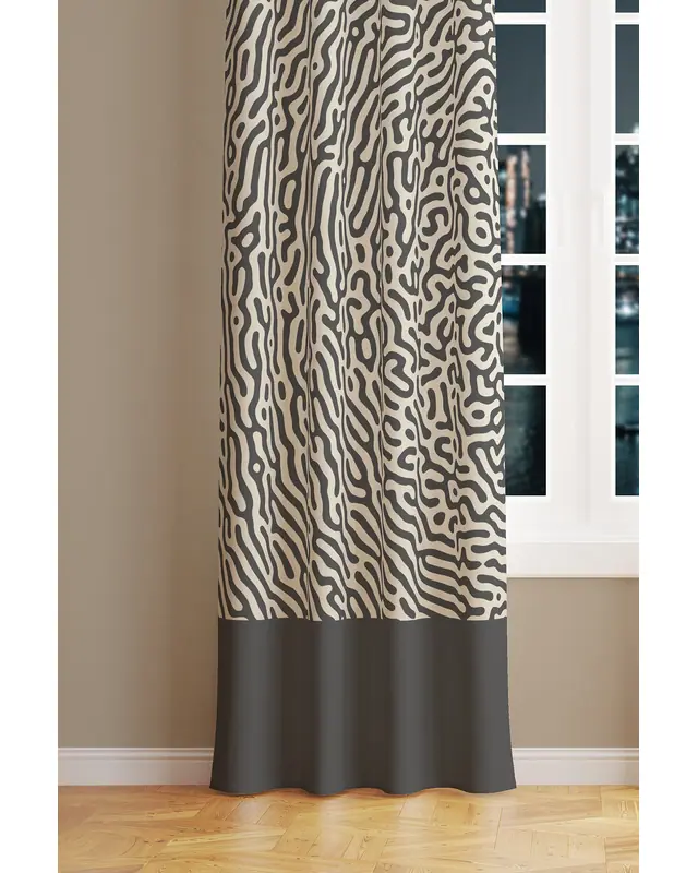 Alley 2 Patterned Suede Living Room Decorative Curtain Printed Pencil Pleat - Single Panel - PRD-1078-TK - 2