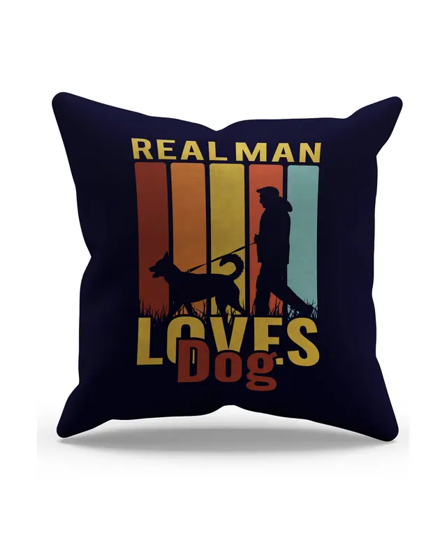 Dog and Adam Pattern Double-Sided Printed Suede Cushion Cover PL790