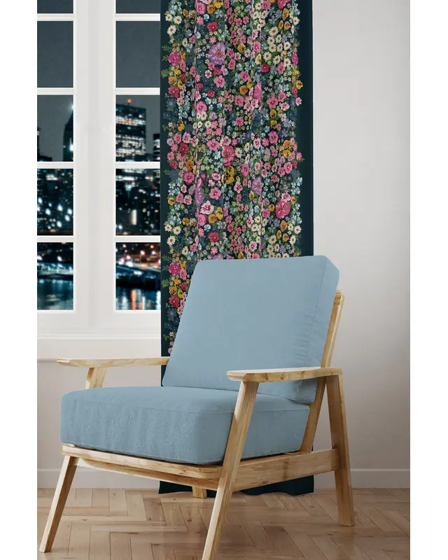 Violet Patterned Suede Living Room Decorative Curtain Printed Pencil Pleat - Single Panel - PRD-1025-TK - 2
