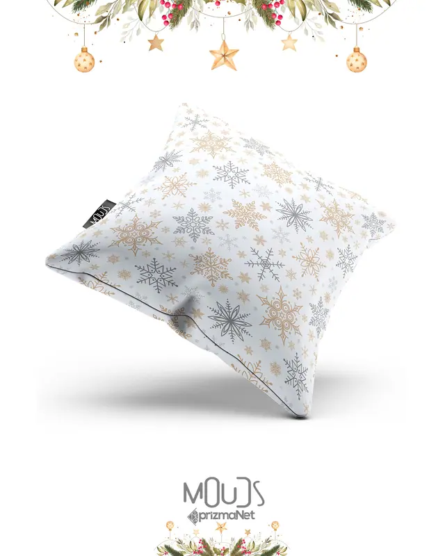 Double-Sided Printed White Snowflakes Christmas Pattern Cushion Cover Suede New Year - PL1128 - 4