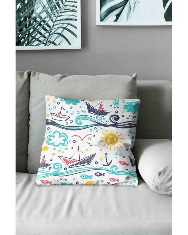 Double-Sided Printed Kids Pattern Set of 3 Coordinated Suede Cushion Cover - 3