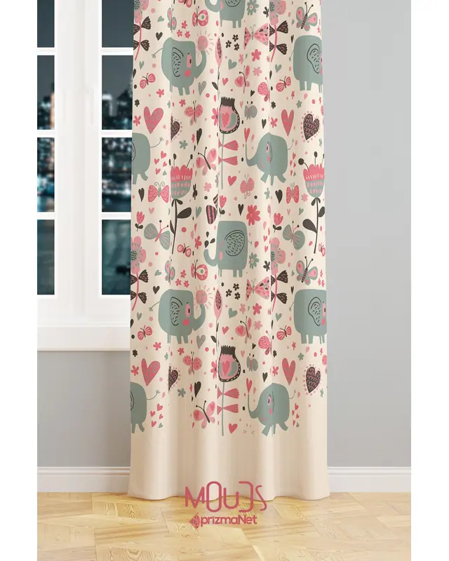 Sweet Fil Patterned Decorative Curtain Kids' and Baby Room Digital Printed Suede Pencil Pleat - Single Panel - PRD-55-TK - 2