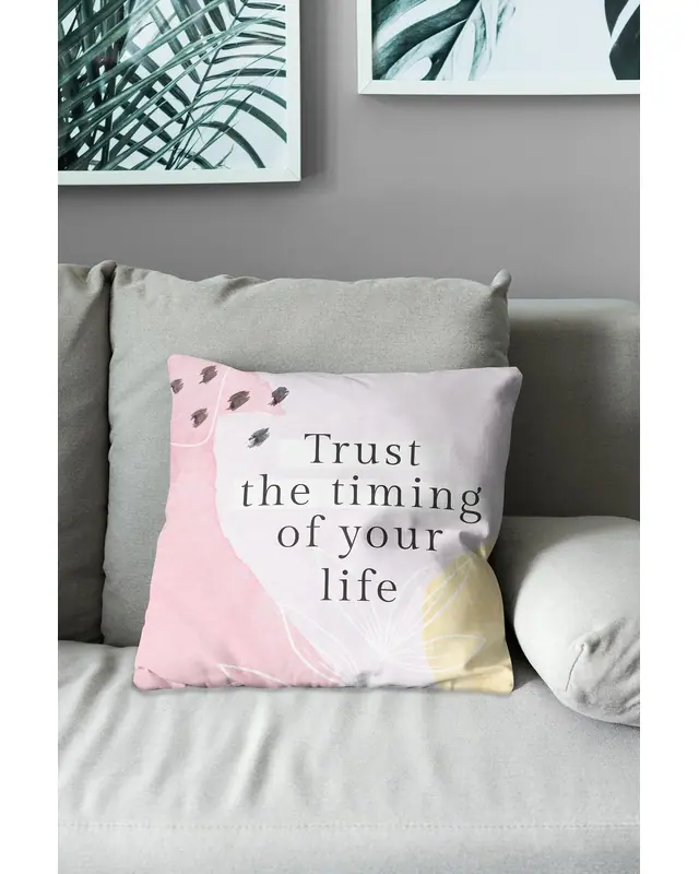 Double-Sided Printed Life Words Pattern Set of 4 Coordinated Suede Cushion Cover - 6