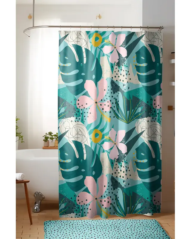 Banyo Perdesi, Büyük Çiçek Desenli Duş Perdesi, Küvet Perdesi, Halka Hediyeli 175x200cm BP-30