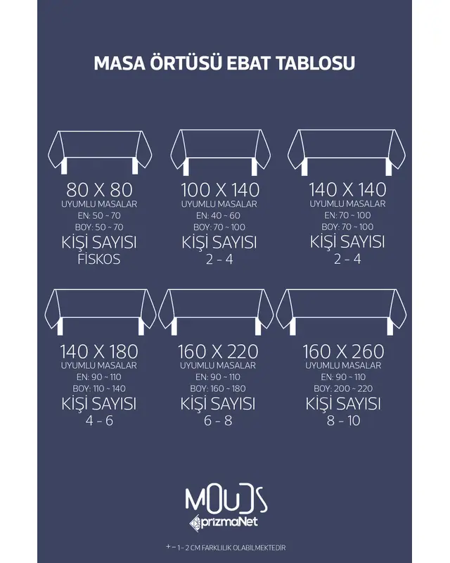 Navy Blue Smoky Grey Ornament Islamic Rectangular Easy-Care Suede-Feel Tablecloth - MS-233 - 3
