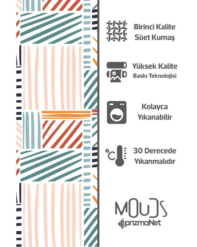 Suede Textured Fabric Colorful Stripe Square Patterned Kitchen Apron, Chef Apron, Waiter Apron, Restaurant Apron - MTF-08 - 3