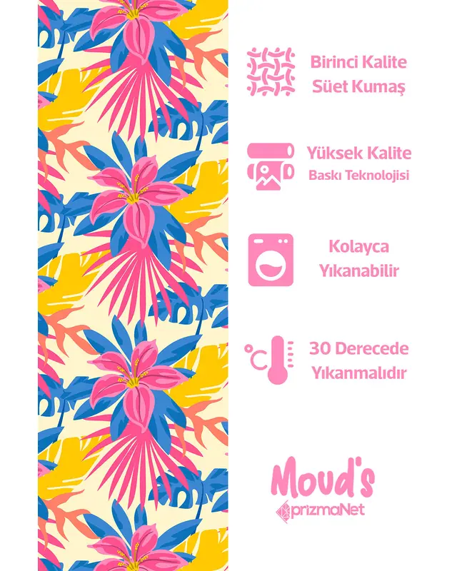 Colourful Summer Flowers Rectangular Easy-Care Suede-Feel Tablecloth - MS-181 - 2