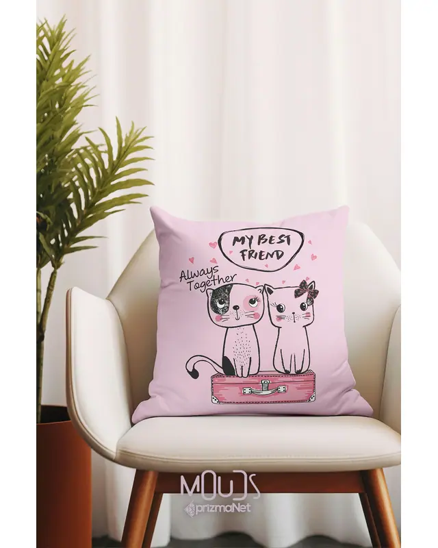 Lovely Cats Pattern Double-Sided Printed Single Cushion Cover