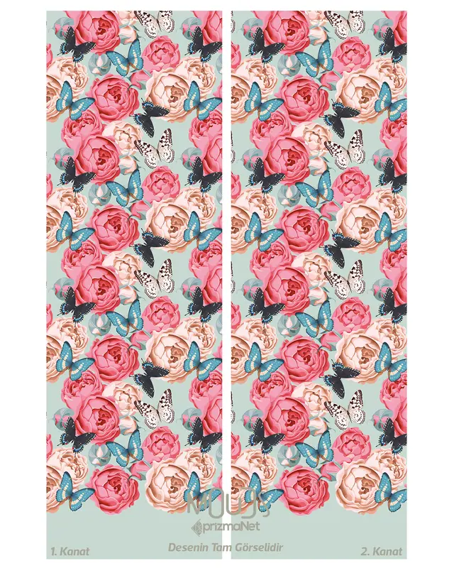 Classic Pattern 3 Patterned Suede Living Room Decorative Curtain Printed Pencil Pleat Body 10 - Set of 2 Panels - PRD-1039 - 3