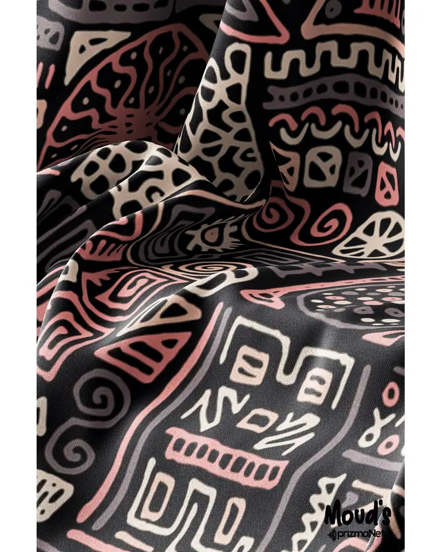 Hitit Figür Pattern Printed Suede Table Runner - 4