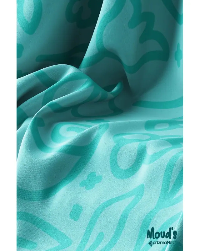 Turquoise Flora Series Round Easy-Care Suede-Feel Tablecloth - MSY-02 - 3