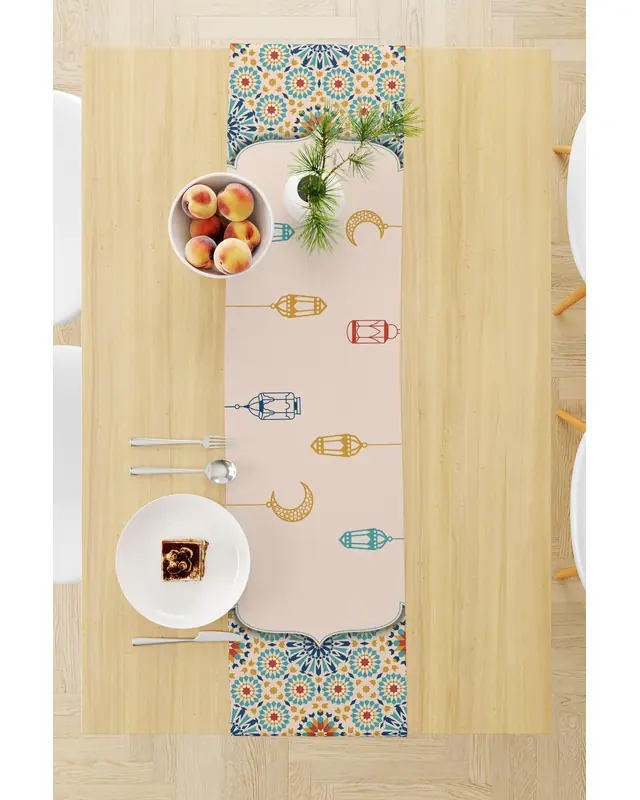 Ramadan Pattern 40X140 Table Runner, Easy-Care Suede Textured Runner, Stain-Resistant Runner - 3