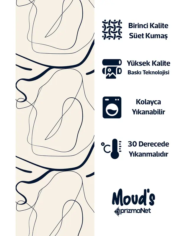 Omegu 4 Desenli Baskılı Süet Runner Masa Örtüsü - 4