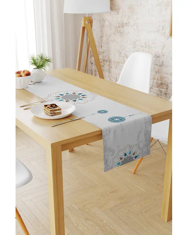Ramazan Desenli 40X140 Runner Masa Örtüsü, Dertsiz Süet Dokulu Runner, Leke Tutmaz Runner