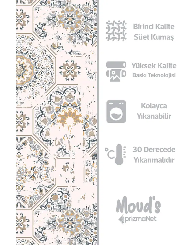 Anatolia 4 Desenli Yuvarlak Süet Dertsiz Masa Örtüsü - 2